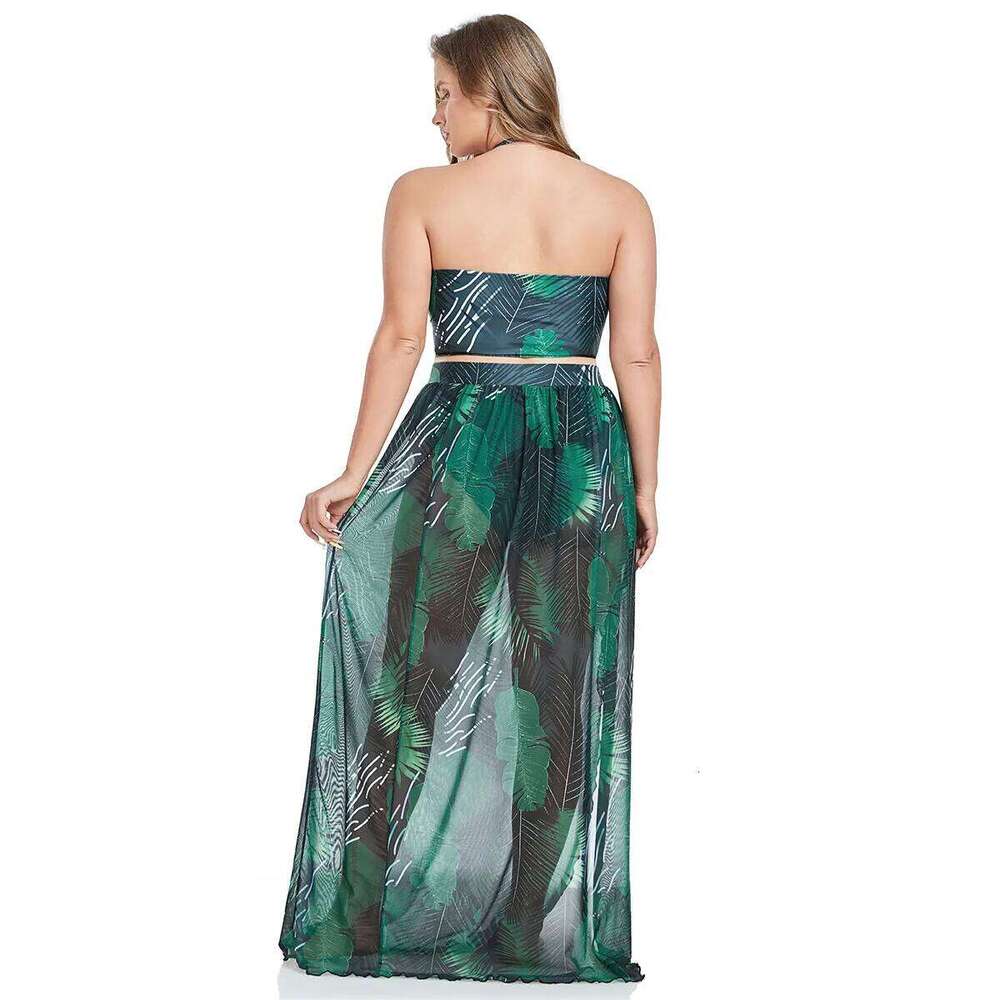 Oversize Bikini Set for Women 2026 Red Leopard Print Criss Cross Push Up Mesh Skirt 3 Piece Swimsuit Beach Bathing Suit Swimwear Z260301