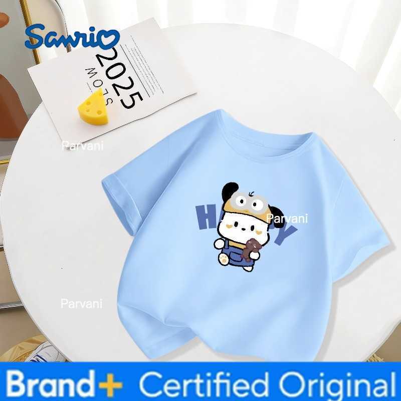 Sanrio 2026 New Cute Pacha Dog Cartoon Printed Summer New Round Neck Half Sleeve Parent Child Wear Pure Cotton Top H260302