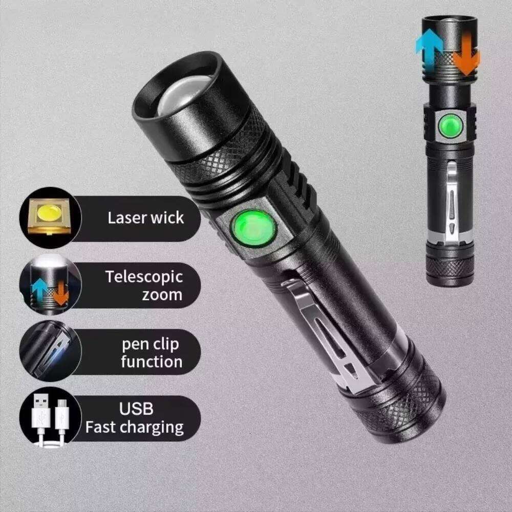 Durable Portable Ultra Bright Flashlight USB Charging Rechargeable LED Torch 18650 Battery Long Lasting Bicycle Light Z260301