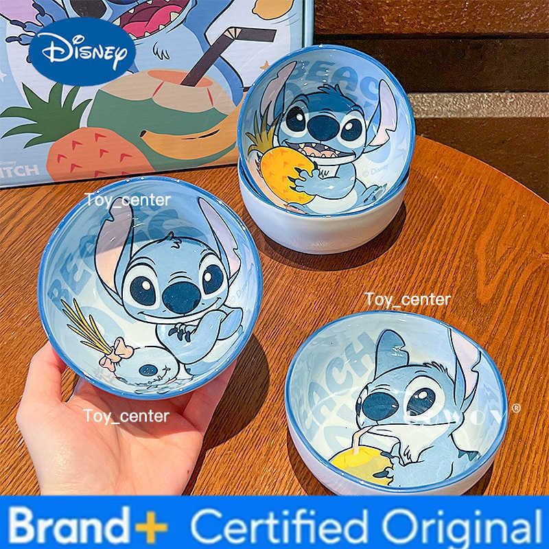 Disney Stitch ceramic bowl fruit bowl household bowls plates tableware childrens cute soup rice high temperature resistant bowl gifts H260302