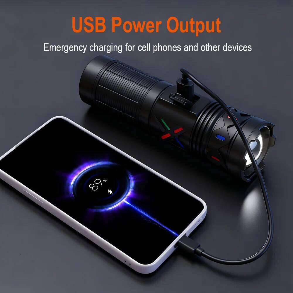 BORUiT Ultra Bright 5000LM LED Flashlight 18650 Zoom USB Rechargeable Handheld Torch With Digital Display Camping Lantern Z260301
