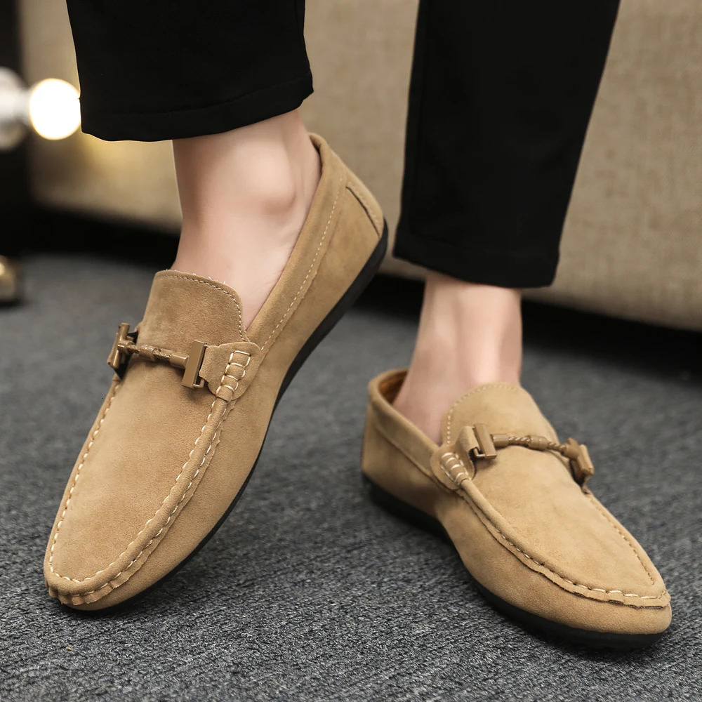 Autumn Faux Suede Casual Mens Shoes Comfortable Mens Work Shoes Stylish Versatile Driving Loafers Slip-On 260228