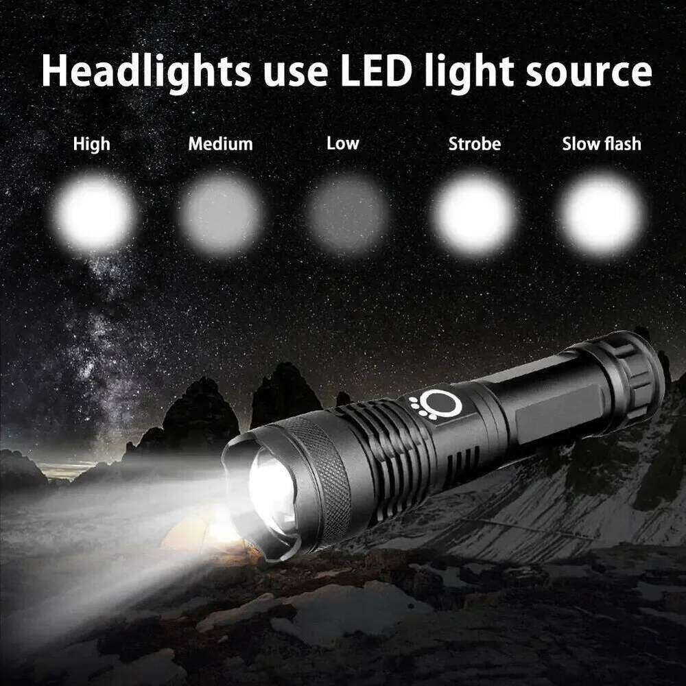 Telescopic Zoom Torch Powerful P50 Lamp Bead LED Flashlight Lantern 5 Lighting Mode USB Rechargeable Camping Emergency Light Z260301