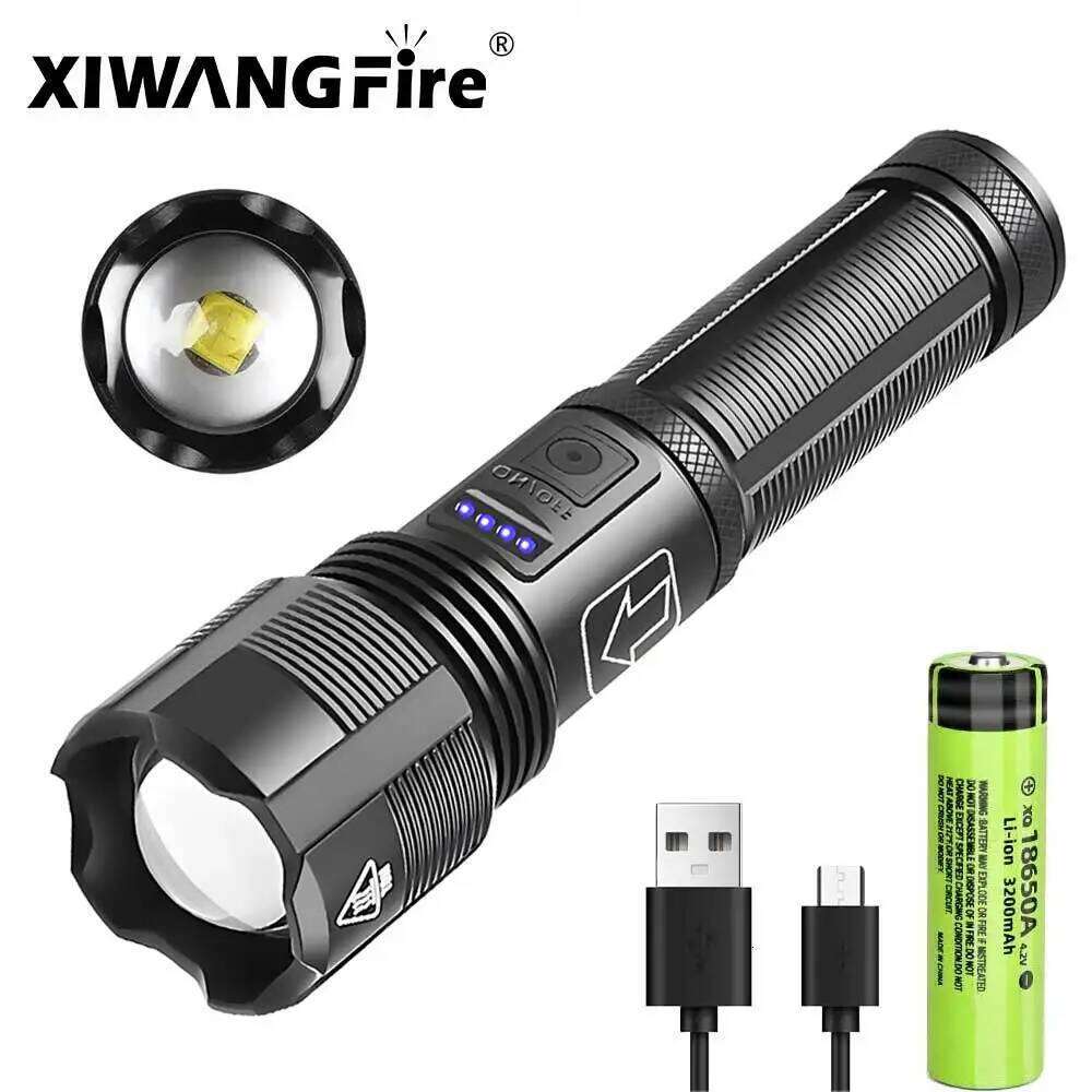 XHP70 Lamp Beads 3000 Lumens Super Bright Rechargeable LED Flashlights Powerful Flashlight for Camping Emergencies Z260301