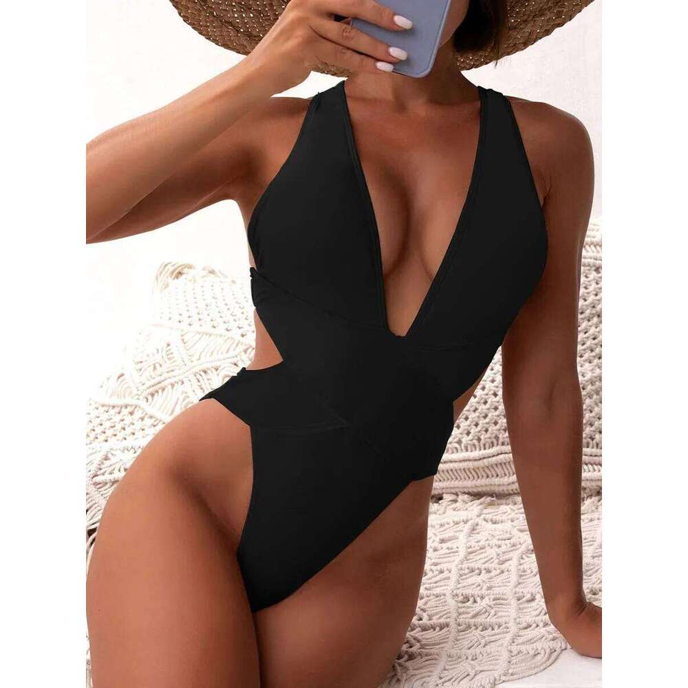 Scrunch Butt Swimsuits Deep V Neck Cross Backless One Piece Swimsuit Women Swimwear Female Monokini High Cut Bathing Suit Swim Z260301