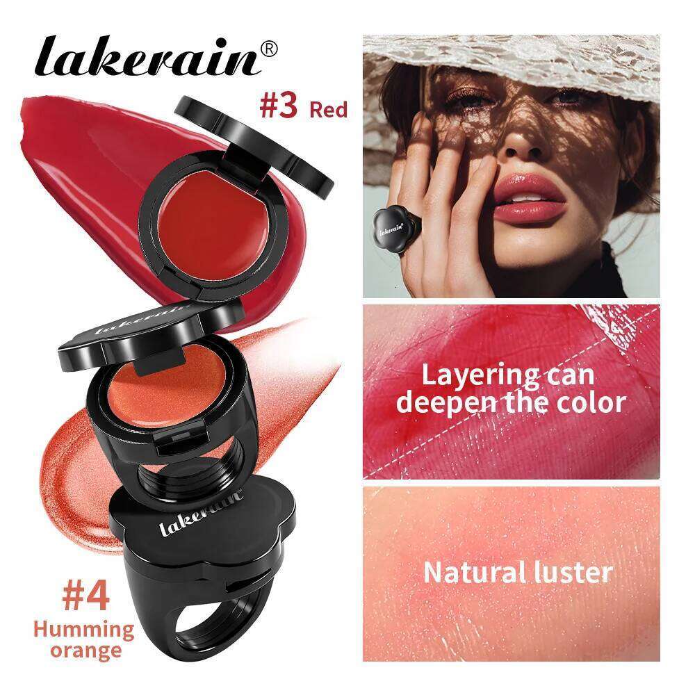 Lakerain Rouge Long Lasting Moisturizing Shining Lips Cheeks Dual-use Anti wrinkle Nourishment Ring Style Lipstick H260302