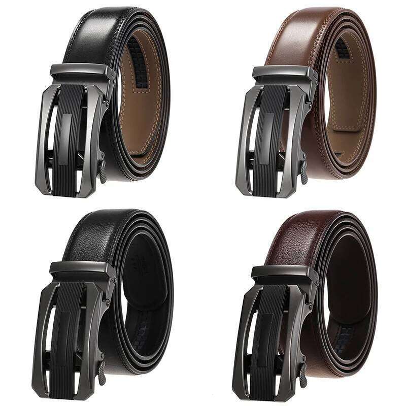 VATLTY New Genuine Leather for Men Natural Cowhide Metal Automatic Buckle Ratchet 38mm Trouser Belt Male Girdles S260228