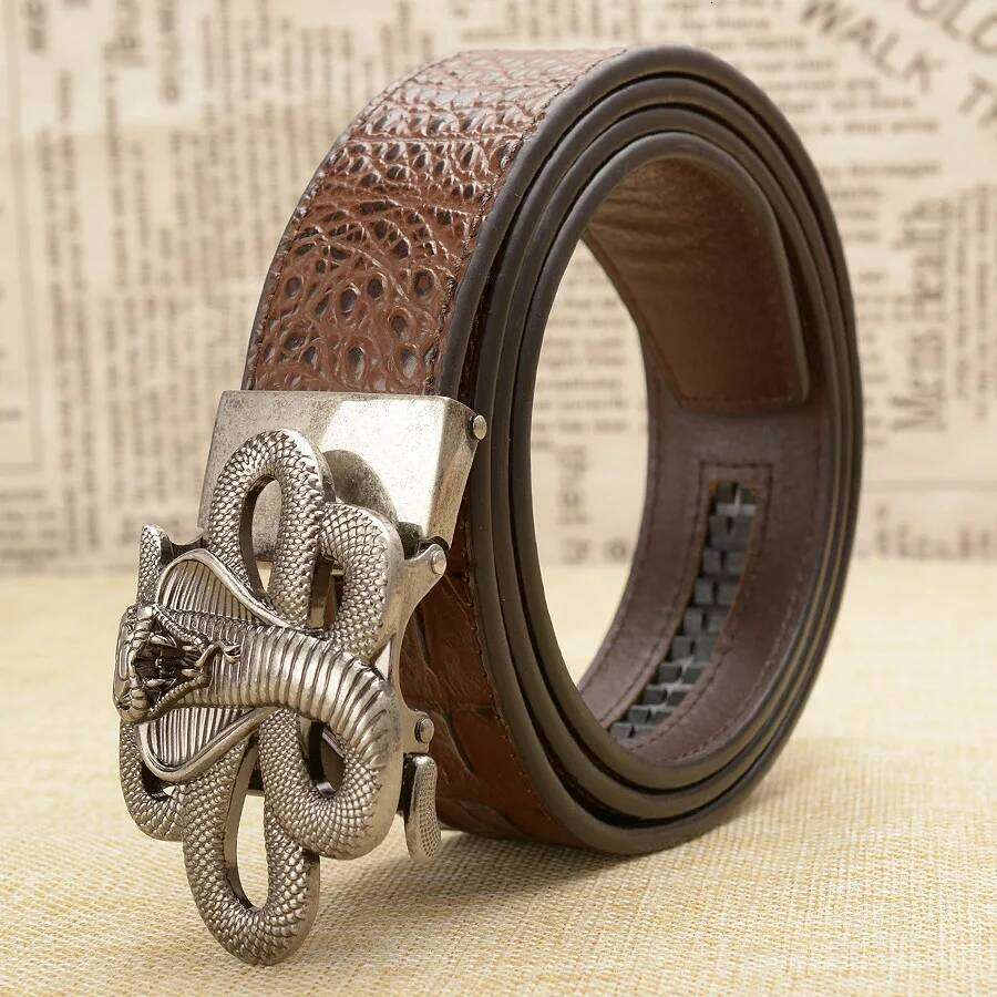 New Style Snake High Quality Genuine Leather Belts Strap Male Retro Cobra Automatic Buckle Belt for Men S260228
