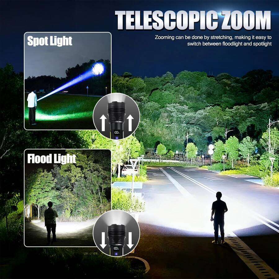 Portable RGB Led Flashlight Rechargeable Zoomable Torch Strong Light 11 Mode Tactical Lamp for Camping Fishing Emergency Lantern Z260301
