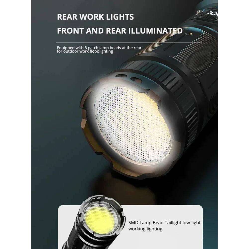 10000M LED Flashlight USB C Rechargeable 8000W Flash Light 9900000000LM Power Flashlights Zoom Tactical Lantern 20000mah battery Z260301