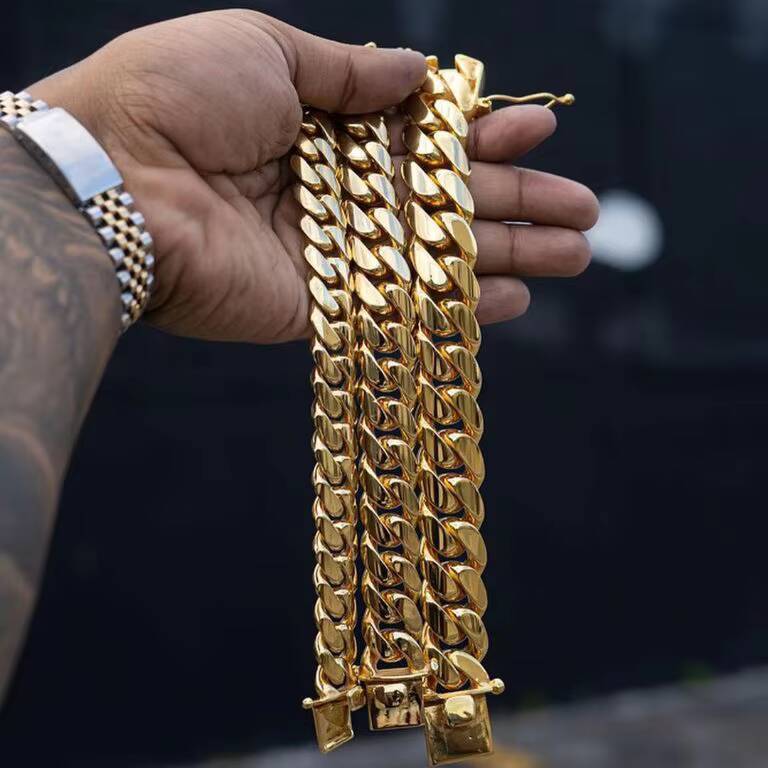 Luxury Hip Hop Jewelry Cadena Cubana Custom 10K 14K 18K 24K Real Solid Yellow Gold Miami Cuban Link Bracelet for Men Women