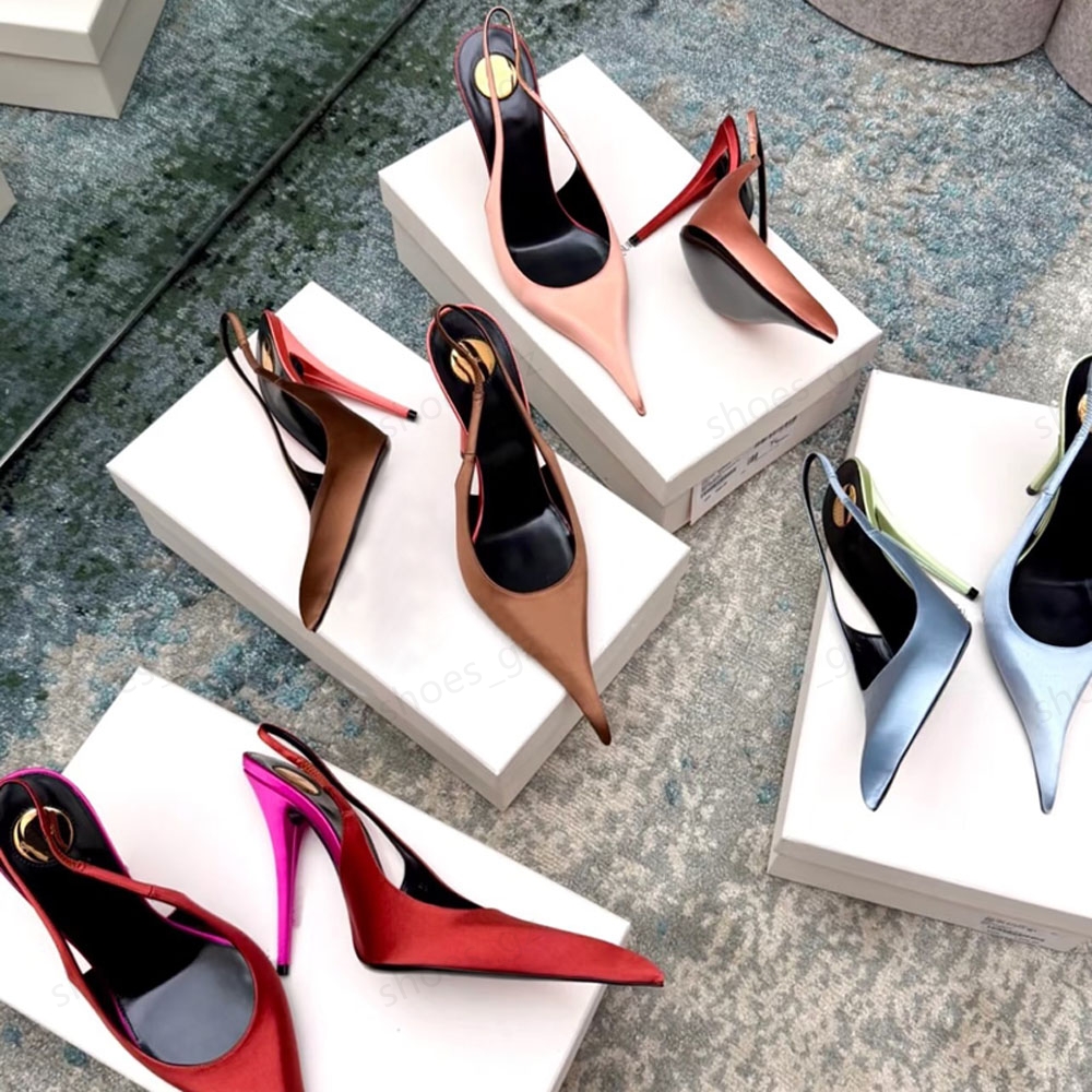 new minimalist Silk Evening Dress shoes Pumps shoes sandals stiletto Heels Slingback for Patchwork women Luxury Designers shoes 35-42