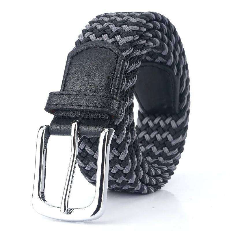 Blue Waist Canvas Braided Elastic Woven Metal Stretch For Men New High Quality Fashion Belt Hot Meta S260228