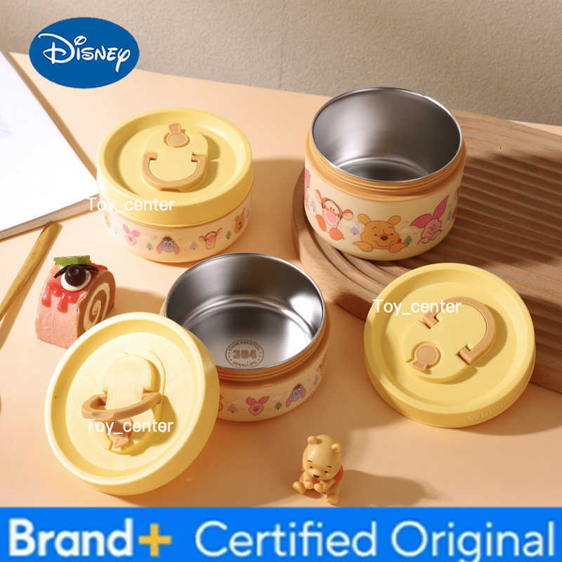 Disney Mickey Pooh Bear Stainless Steel Insulated Lunch Box 3 Piece Set Bento Bag Work Outdoor Picnic Portable with Lid Bowl Tableware H260302