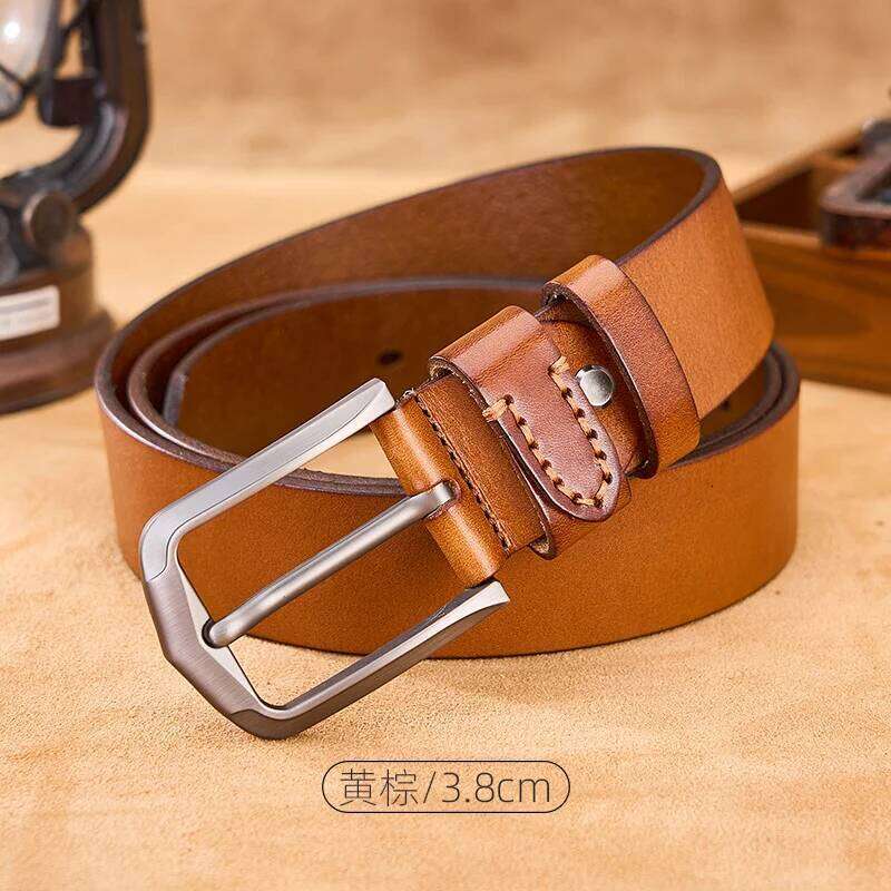 Men's genuine leather Gothic Western Medieval Fashion Straps Trousers Vintage Vowhide Harness Brown belt Cowboy S260228