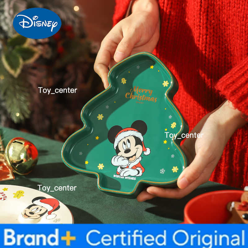 Disney Mickey Christmas Bowls And Plates Ceramic Bowls Tableware Gift Dining Bowl Limited Shape Plate Cutlery Set Christmas Gift H260302