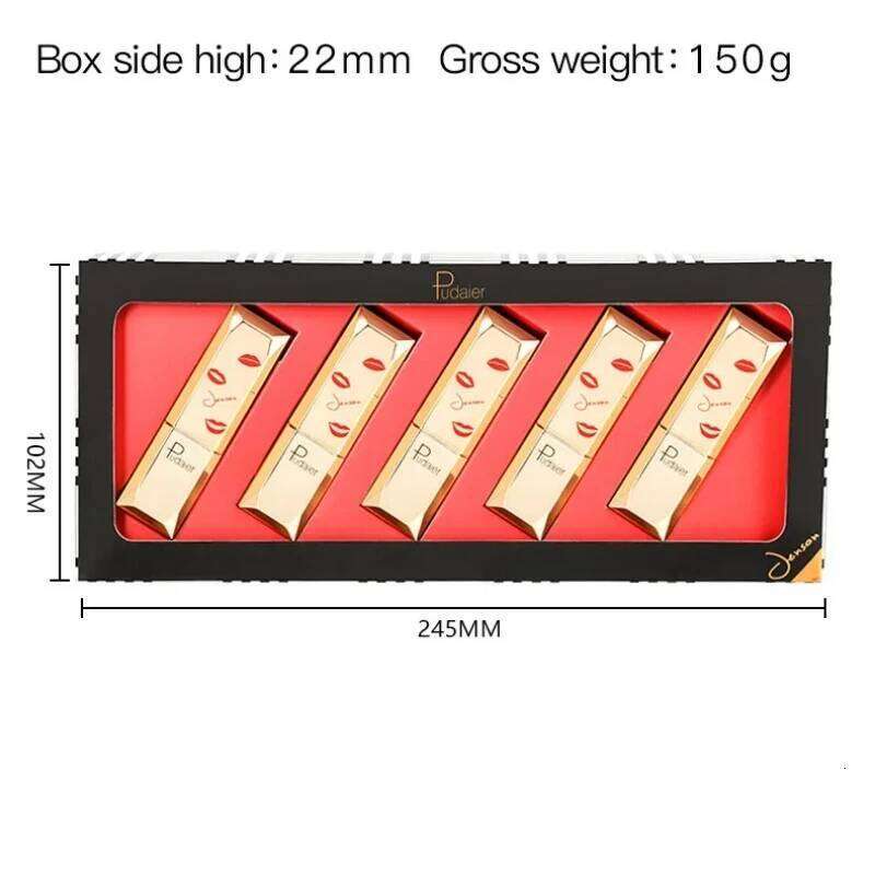 Pudaier 5 Color Matte Mirror Moisturizing stick Lipgloss Sets Makeup Non-Sticky Cup Velvet Nude Liquid Lip Tint Lipstick H260302