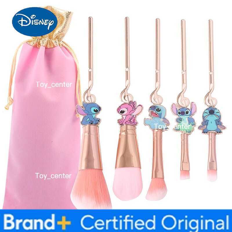 Disney Cartoon Cute Stitch Makeup Tools Set of 7 Lip Brush Comb Makeup Brush Set Portable Handheld Mirror Holiday Gift for Girls H260302