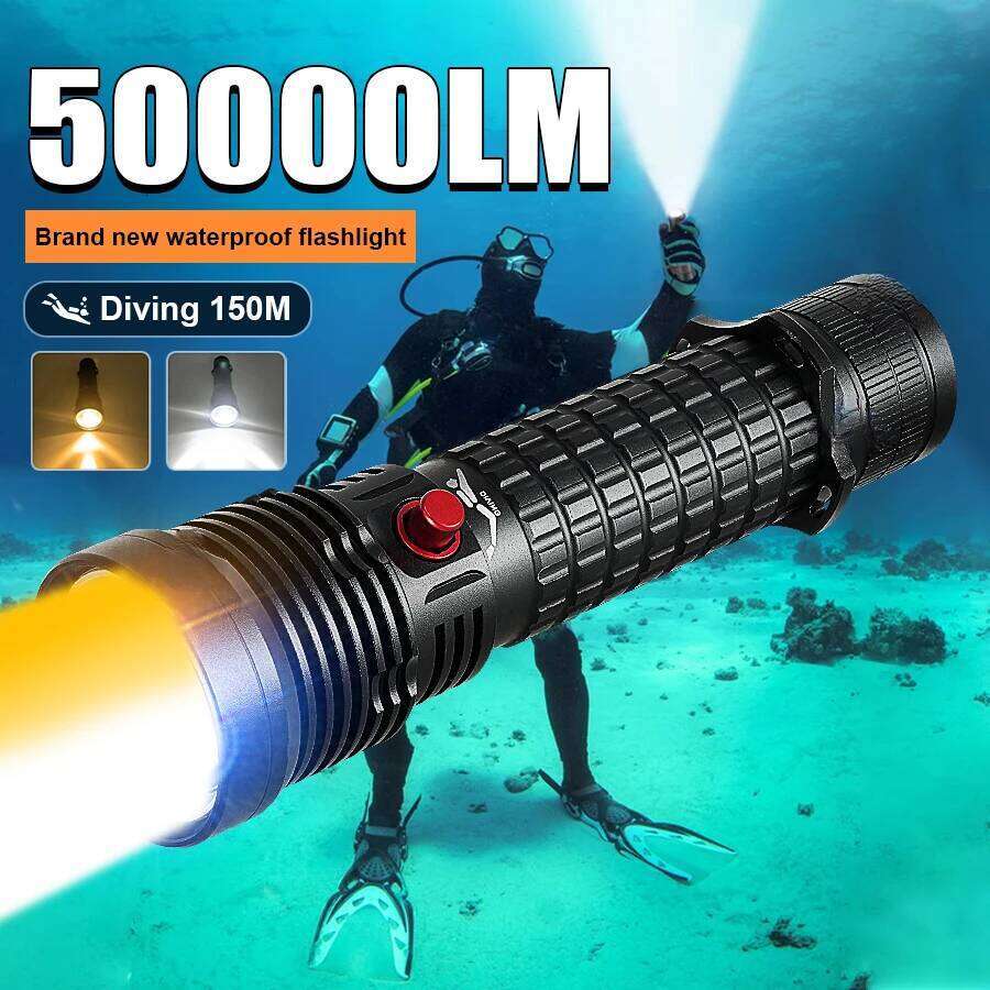 2025 Professional Flashlight USB Rechargeable IPX8 Waterproof Lamp Built-in Battery Underwater Diving Torch Z260301