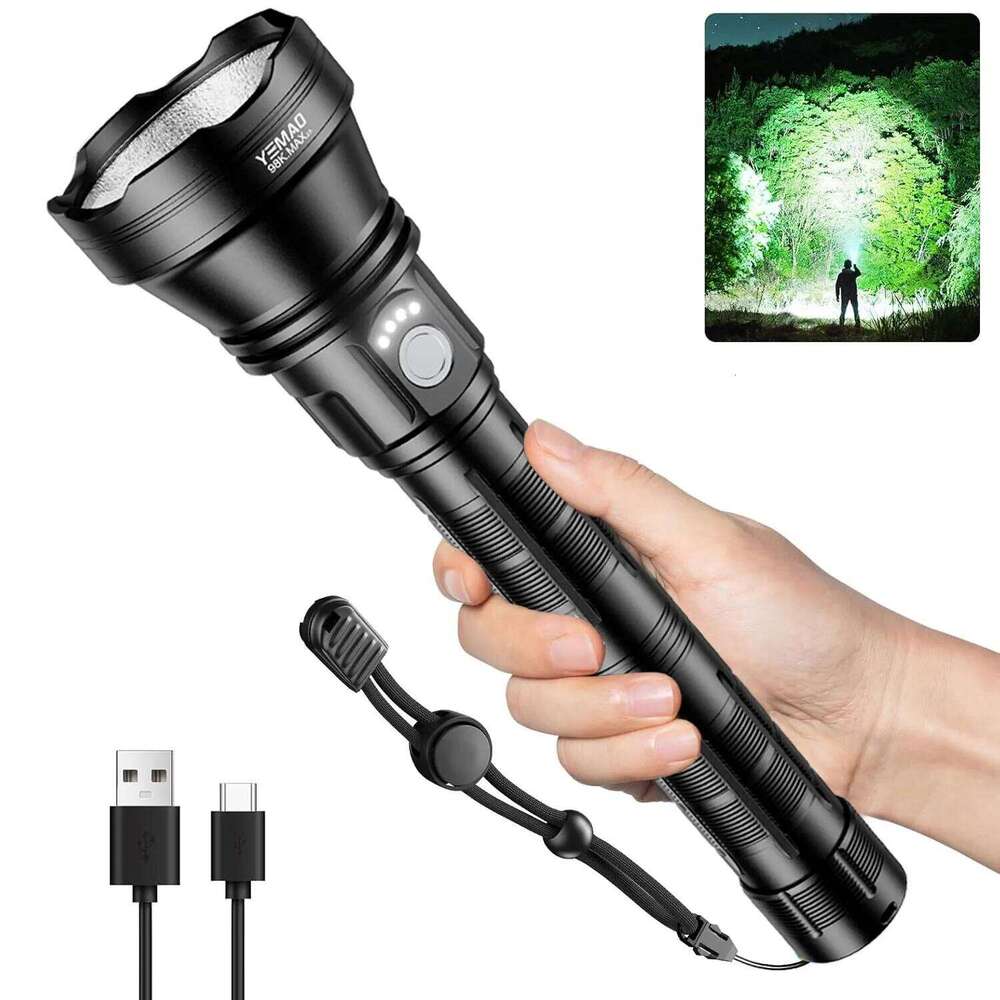 YM-98K 2.0 PROMAX 5200LM Super Bright Flashlight With 6 Lighting Modes Built-in 21140 Battery Search Lights For Outdoor Camping Z260301