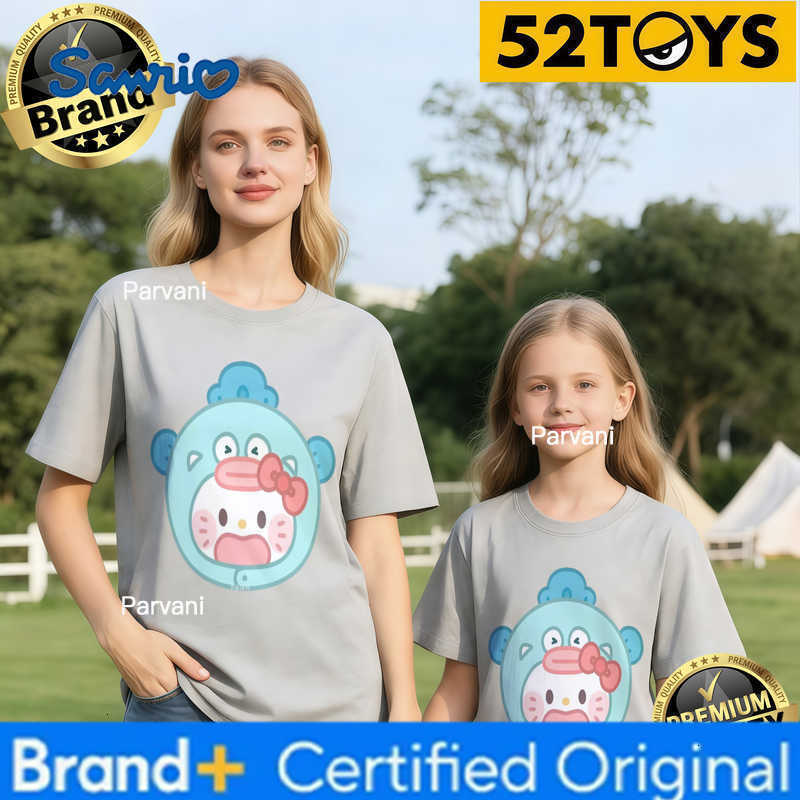 Sanrio 2026 Autumn-Winter Trending Pekkle Bubble Print 100 Cotton Parent-Child T-Shirts High Quality Loose Casual Comfortable Y2K H260302