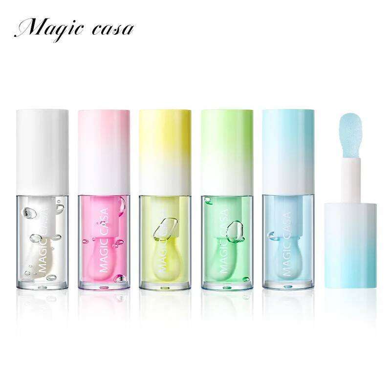 MAGIC CASA 5 Color Translucent Fruit Jelly Oil Protector Honey Moisturizing Lip Lines Lipstick Base H260302