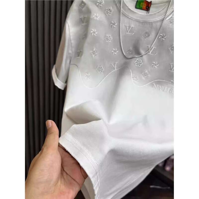 Spring Summer Hot-Selling Round Neck Embroidered Short Sleeve T-Shirt For Men, Light Luxury, High-End Fashion, Versatile Design Trend