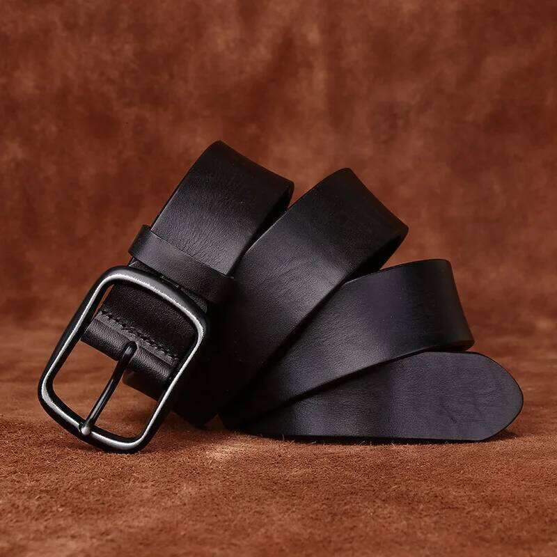 3.8CM Men High Quality Genuine Leather Belt Luxury Pin Buckle Belts Thick Cowskin Fashion Vintage Strap Male Jeans for Man S260228