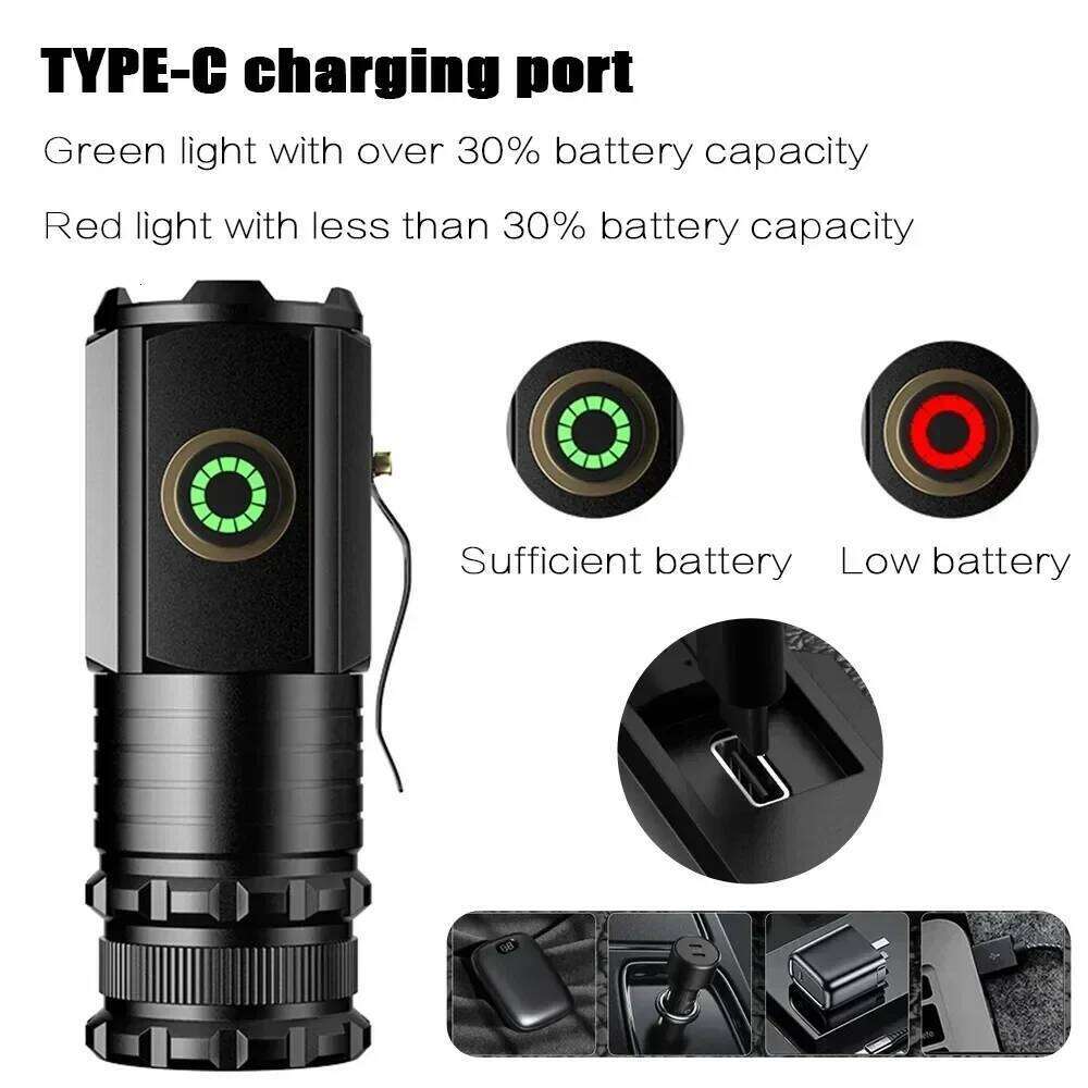 MIni Powerful LED Flashlight 2000LM 3LED Ultra Strong Light 18350 Built-in Battery USB Rechargeable With Magnet Portable Torch Z260301