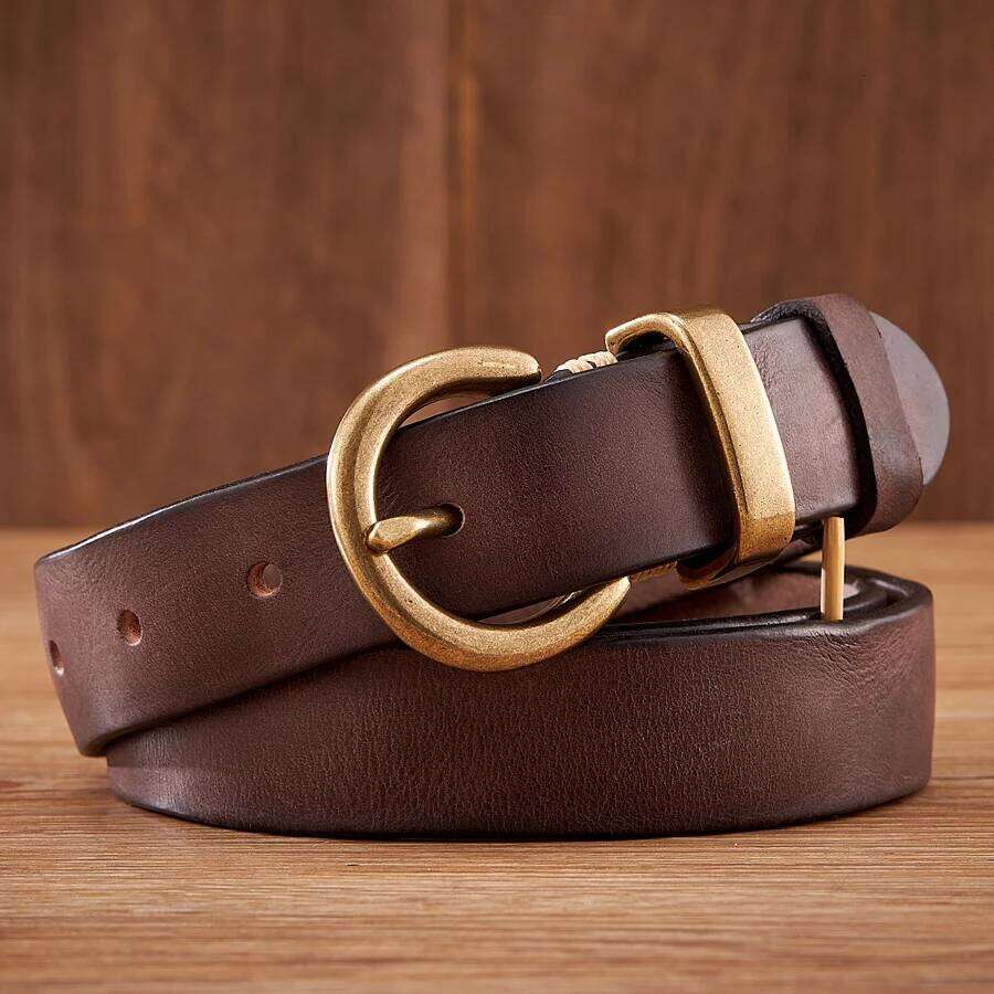 2.8CM Ladies Pure Cowhide High Quality Genuine Leather Belts for Women Brass Buckle Jeans Cowboy Waist Belt Luxury Designer S260228