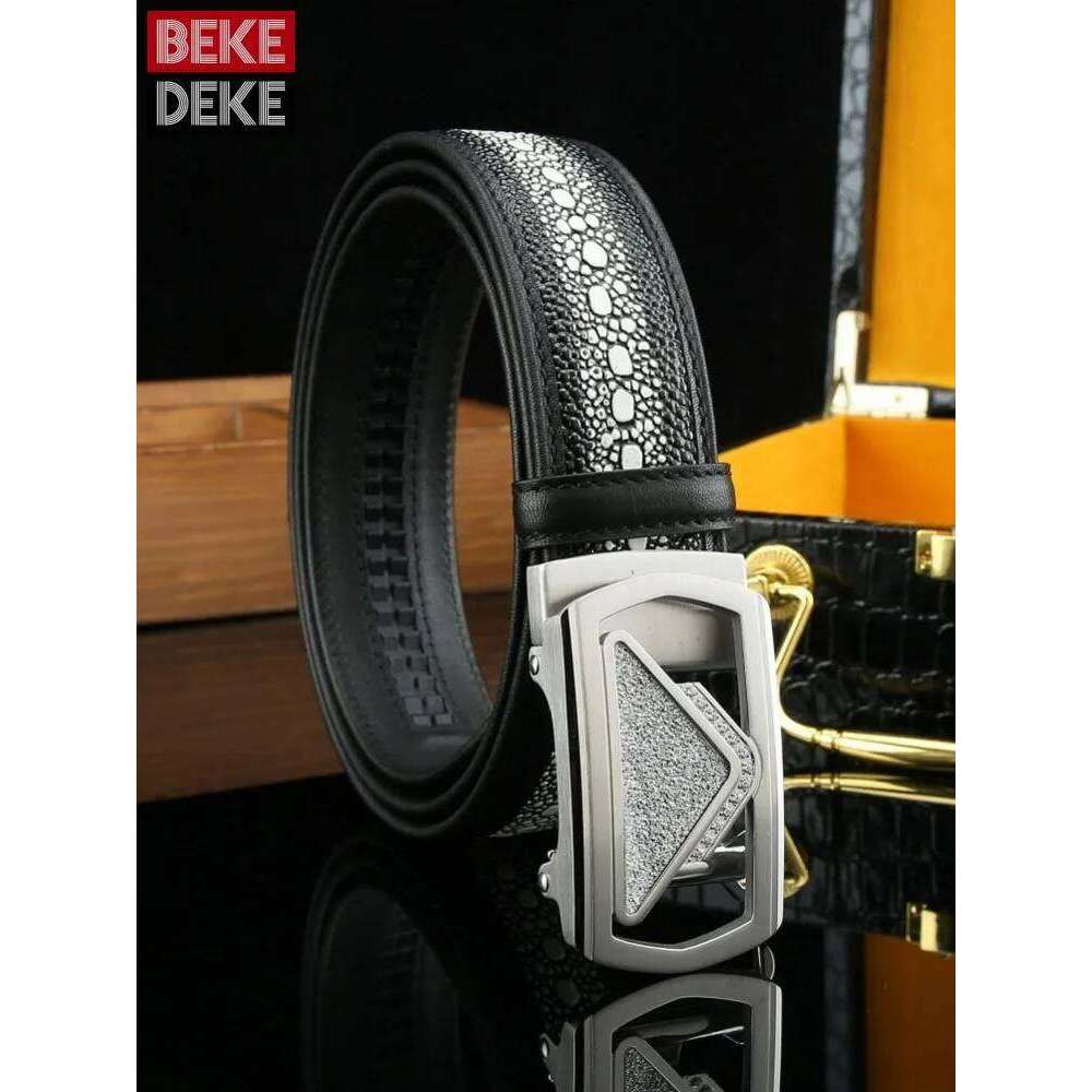 Fashion Male Pearl Fish Pattern Genuine Leather Belt Buckle Vintage Business Cowskin Casual Versatile Handmade Belts For Jeans S260228