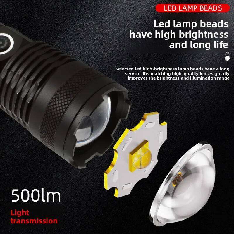 Patrol Spotlight Long-range Strong Flashlight, Portable, Rechargeable, Small, Extendable, Broad-beam, White Light Z260301