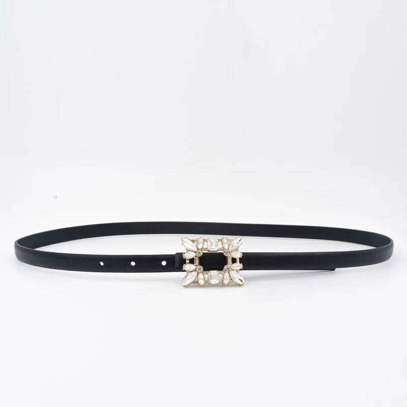 Diamond top layer cowhide genuine leather women, 1.5cm thin belt paired with high-end accessories for suits S260228