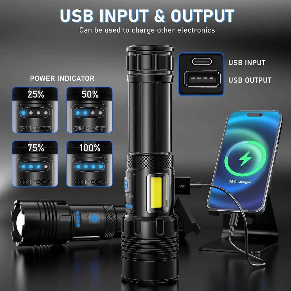 Super Powerful Led Flashlights High Power Rechargeable Torch Light Built-in Battery For Fishing Hunting Camping Lantern Z260301