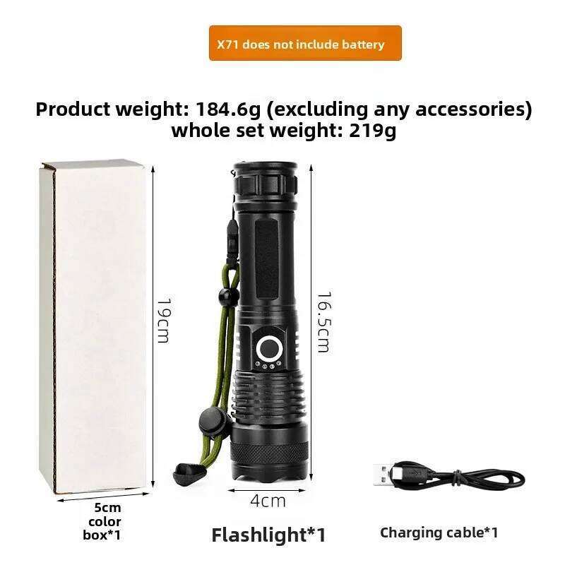 High-Intensity Flashlight: For Patrol & Camping, Outdoor Lighting, White Laser, Aluminum Alloy Body, Long-Range Beam Z260301