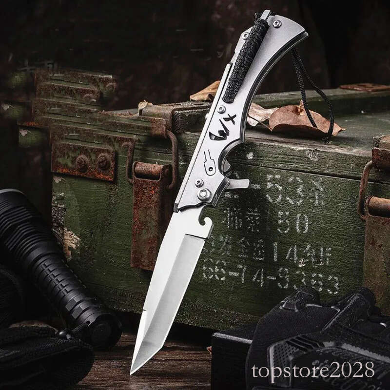 Special Offer WX New Design Tactical Folding Knife 9Cr13Mov Titanium Coated Tanto Point Blade Stainless Steel Handle Knives With Nylon Bag