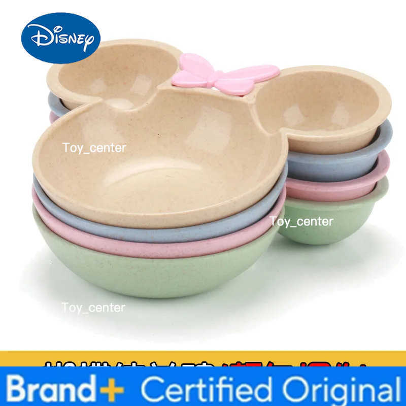 Disney 4Pcs Mickey Mouse Baby Divided Complementary Food Plate for Kids Dinner Plates Spoon Set Girls Dinnerware Tableware H260302