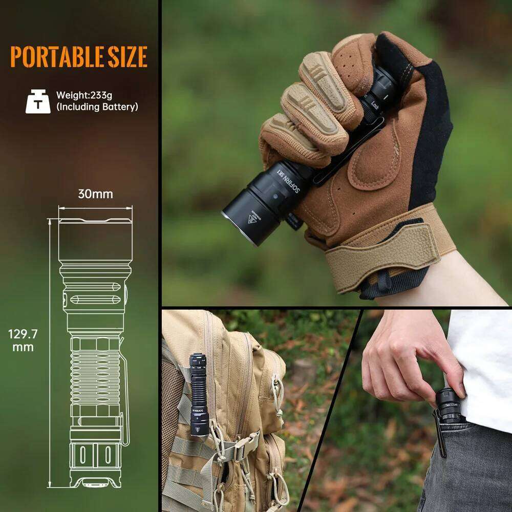 Sofirn SK1 SFT25R LED Tactical Flashlight 18650 Rechargeable 1300LM Powerful Torch With Rotary Switch Z260301