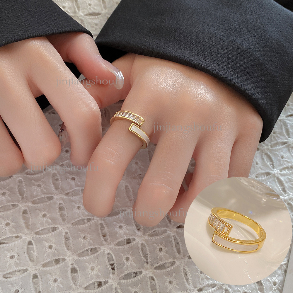 2026 Designer Bracelet Luxury Korean Edition Ins Style Simple Fashion Exquisite Zircon Letter Pearl Ring Adjustable Opening Trendy Women's Handpi