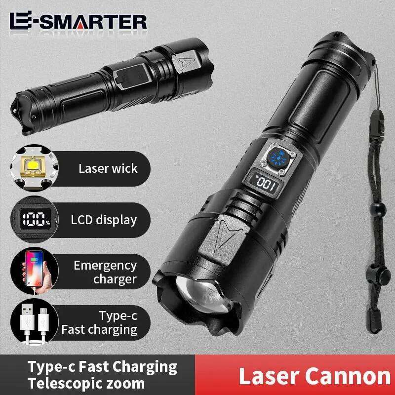 Portable White Laser Flashlights High-power Telescopic Zoom Torch Lamp Waterproof Camping Emergency 5 Modes Lighting Flashlight Z260301