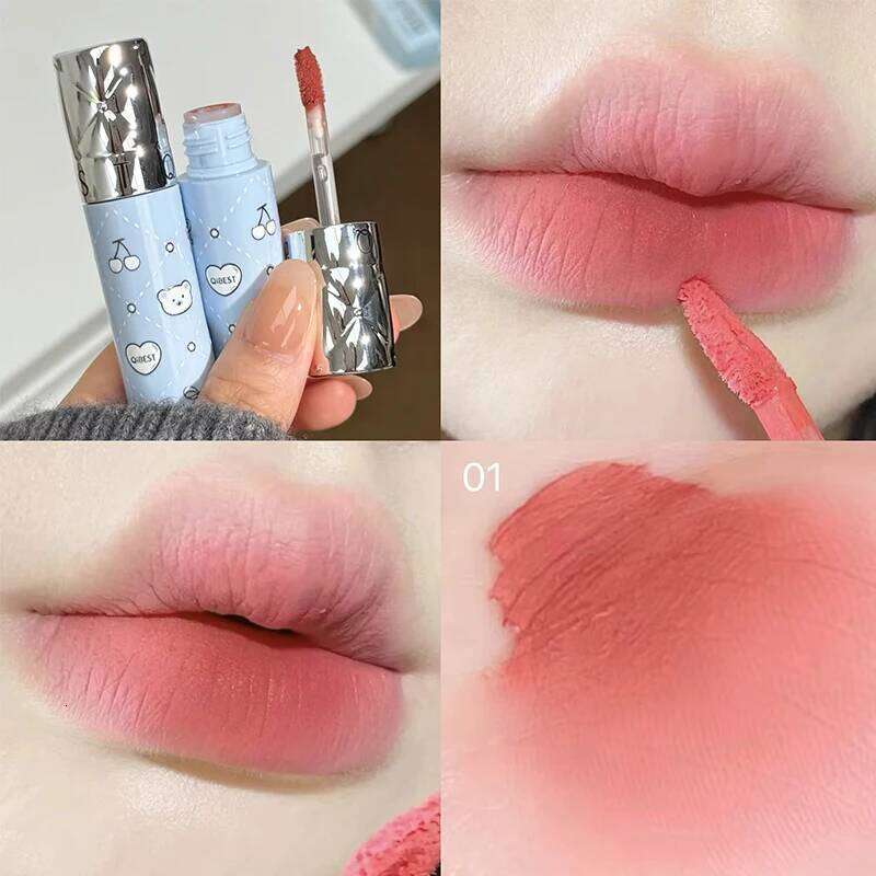 QIBEST Velvet Matte Ink Liquid Lipstick Long Lasting Sexy Red Gloss Non-stick Cup Waterproof Lip Tint Cosmetics For Women H260302