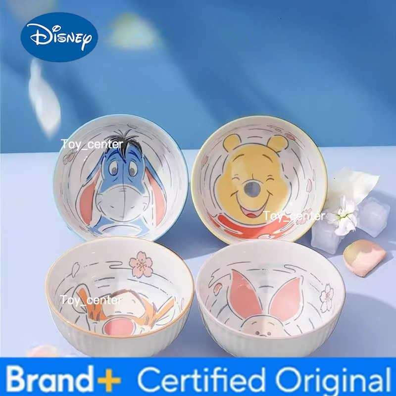 Disney Pooh Bear Household Ceramic Bowl Cute Styling Rice Bowl Anti-wear Tableware Childrens Birthday Gifts H260302