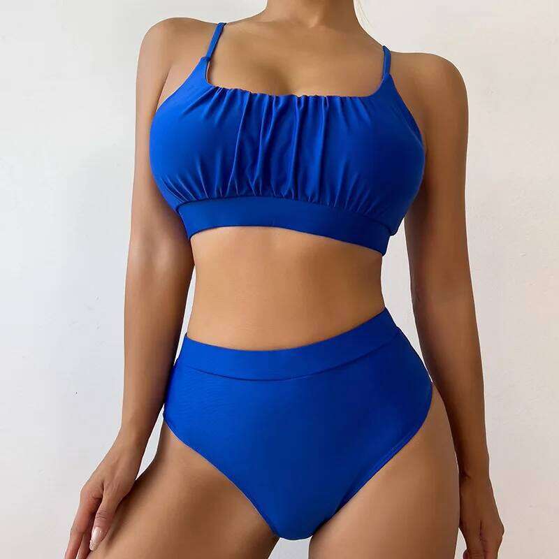 2026 Women's Swimsuit Solid Color High Waist Bikini Sexy Bathing Summer Holiday Beach Two Piece Panties Suit Ropa Z260301