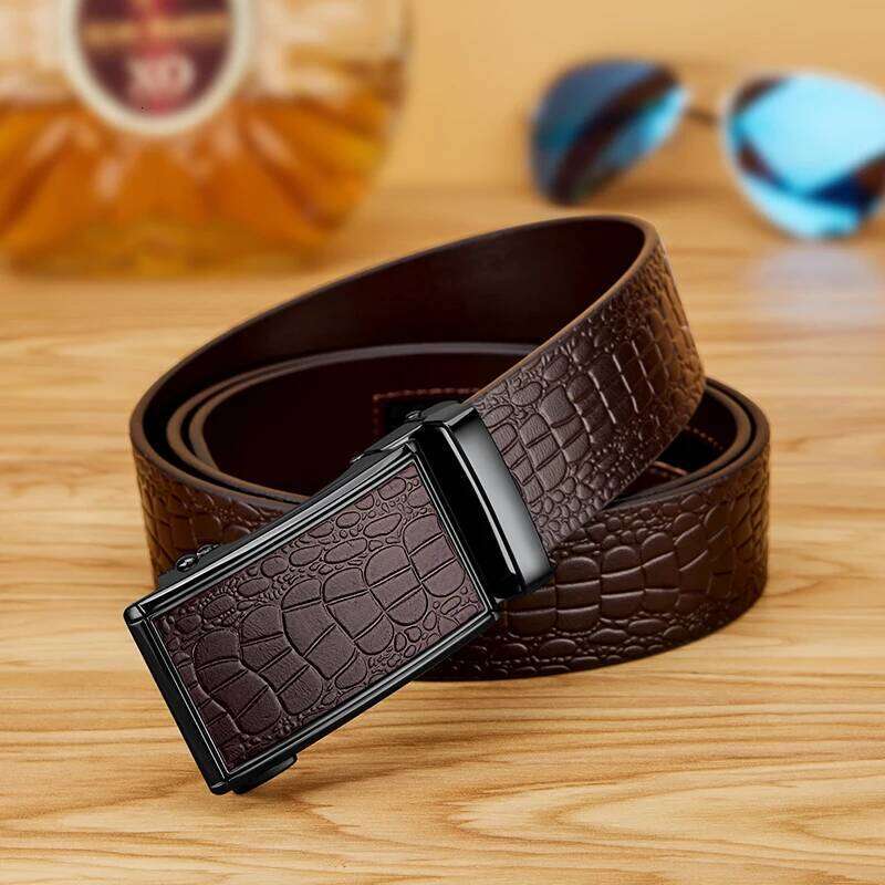 Leather men's fashionable automatic buckle waist belt, personalized casual pants belt S260228