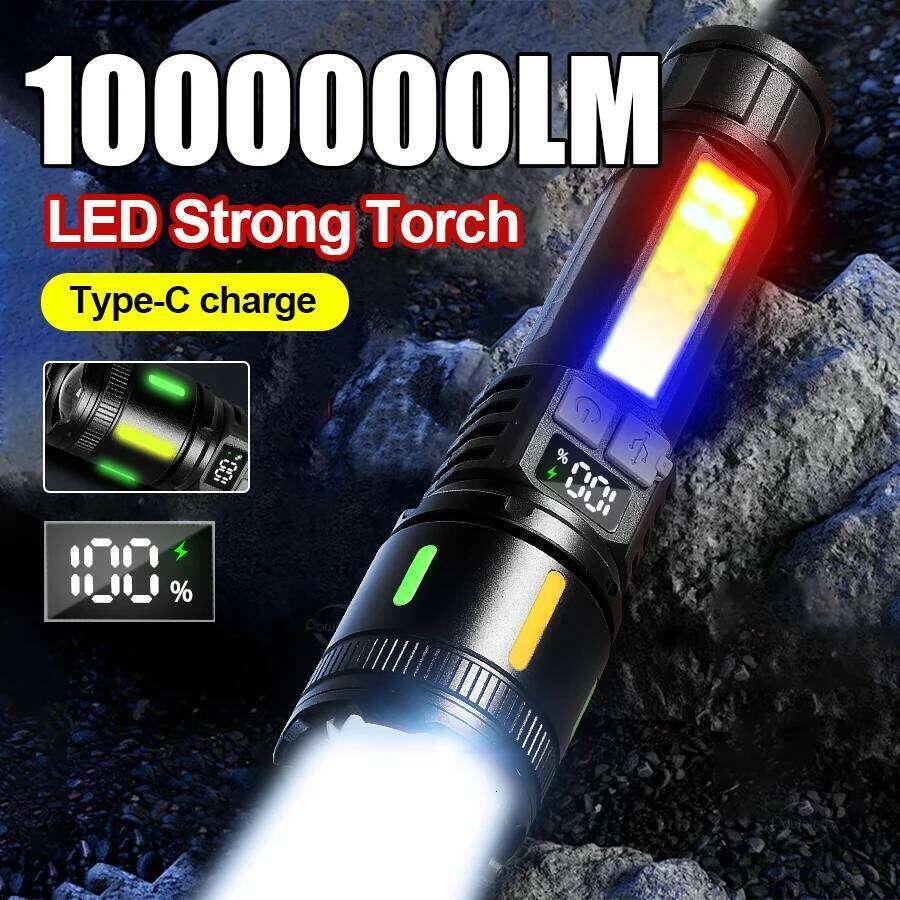 New Portable Handheld High Power Flashlight Type-c Rechargeable LED Torch Telescopic Zoom Outdoor Camping Work light Z260301