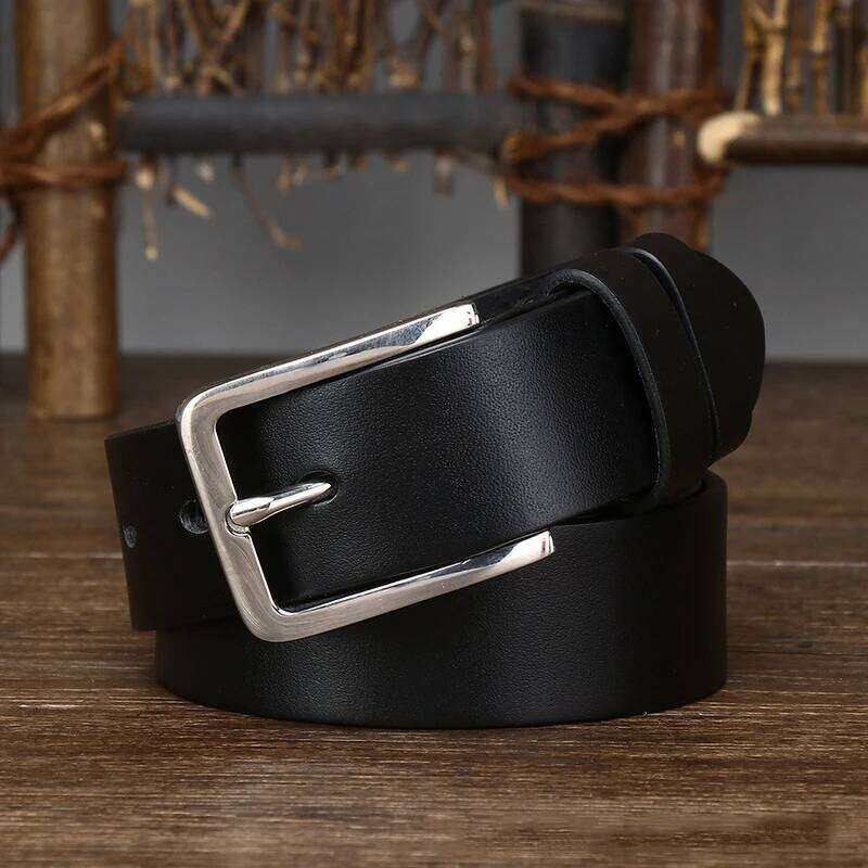 3.3CM Pure Cowhide Genuine Leather for Men's High Quality Jeans Pin Buckle Business Belts Cowboy Waistband Male Fashion Designer S260228