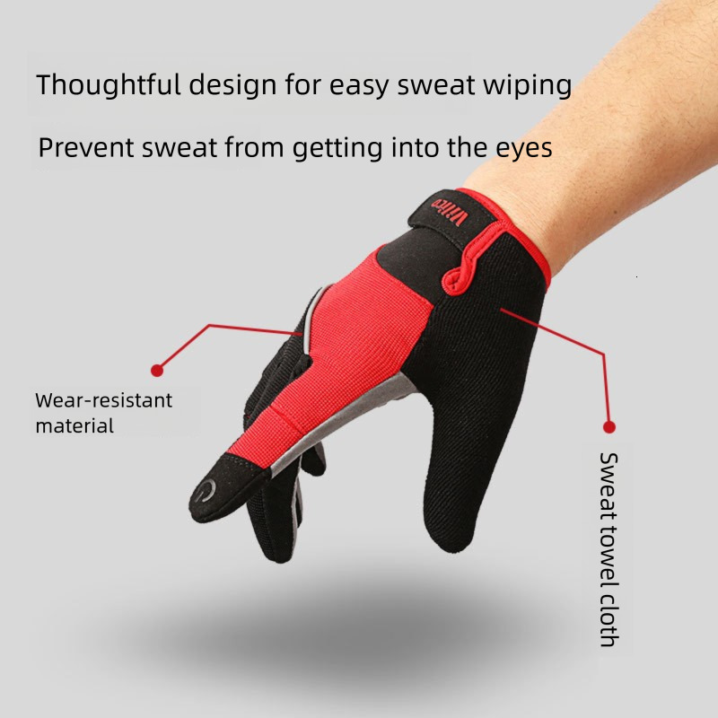 Outdoor mountain bike long finger touch screen gloves, breathable and shock-absorbing, men's and women's sports fitness, spring and summer c