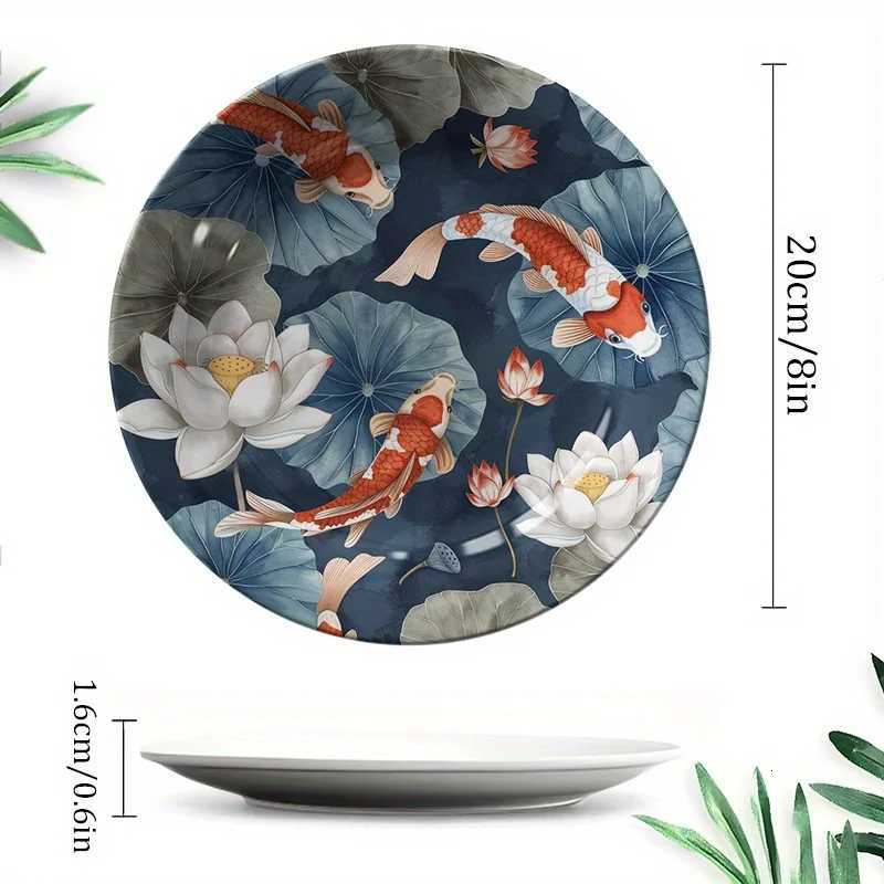 Hand-Painted Koi Fish Ceramic Decorative Plate Non-Food Contact Living Room Home DecorT260302