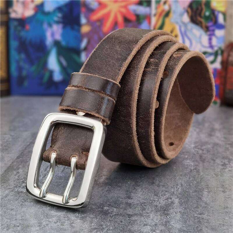 3.8CM Double Pin Stainless Steel Buckle Thick Men Luxury Ceinture Men's Leather Belt Wide SBT0017 S260228