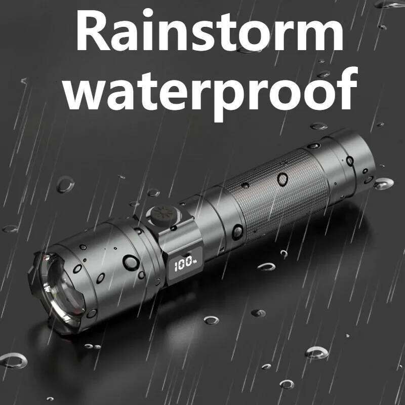 High Power LED White Laser Flashlight USB Rechargeable Digital Display Zoomable Torch Outdoor Waterproof Fishing Lantern Lamp Z260301